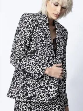 Zadig & Voltaire Black and White Heart-Print Blazer